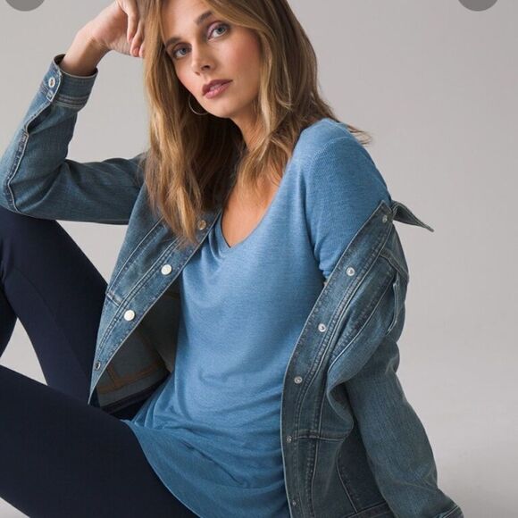 WHBM White House Black Market Blue Tunic Med - Picture 4 of 9